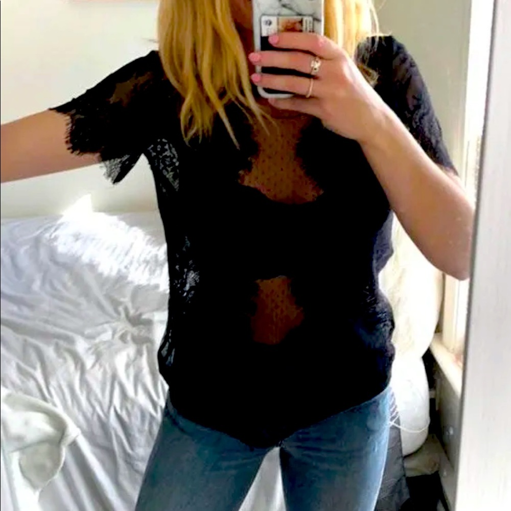 Express sheer lace black top size medium